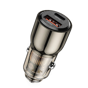 WIWU WI-QC012 95W PD+QC Kirsite Geek Fast Car Charger USB+Type-C – Transparent Black