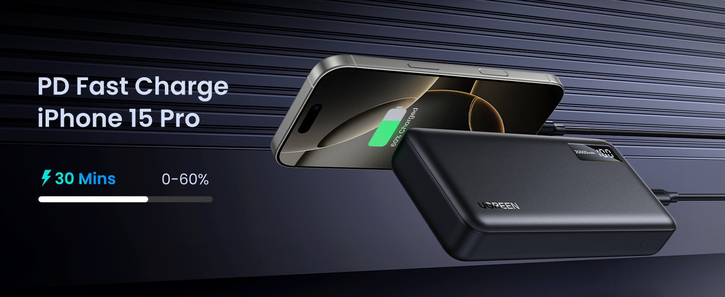 UGREEN 10000mAh 20W 1C1A 2WAY Fast charging Power Bank 25684