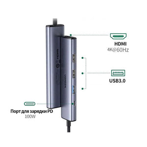 UGREEN CM478 5in1 USB-C to HDMI 60Hz*1 USB-A 2.0*3 PD 100W*1 HUB 55611