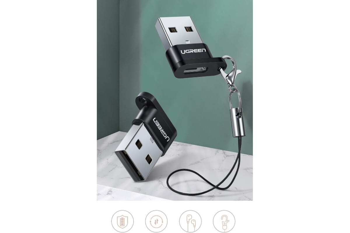 UGREEN US280 USB-C female and USB-A 2.0 Male Connector Adapte Data Transfer Black 50568