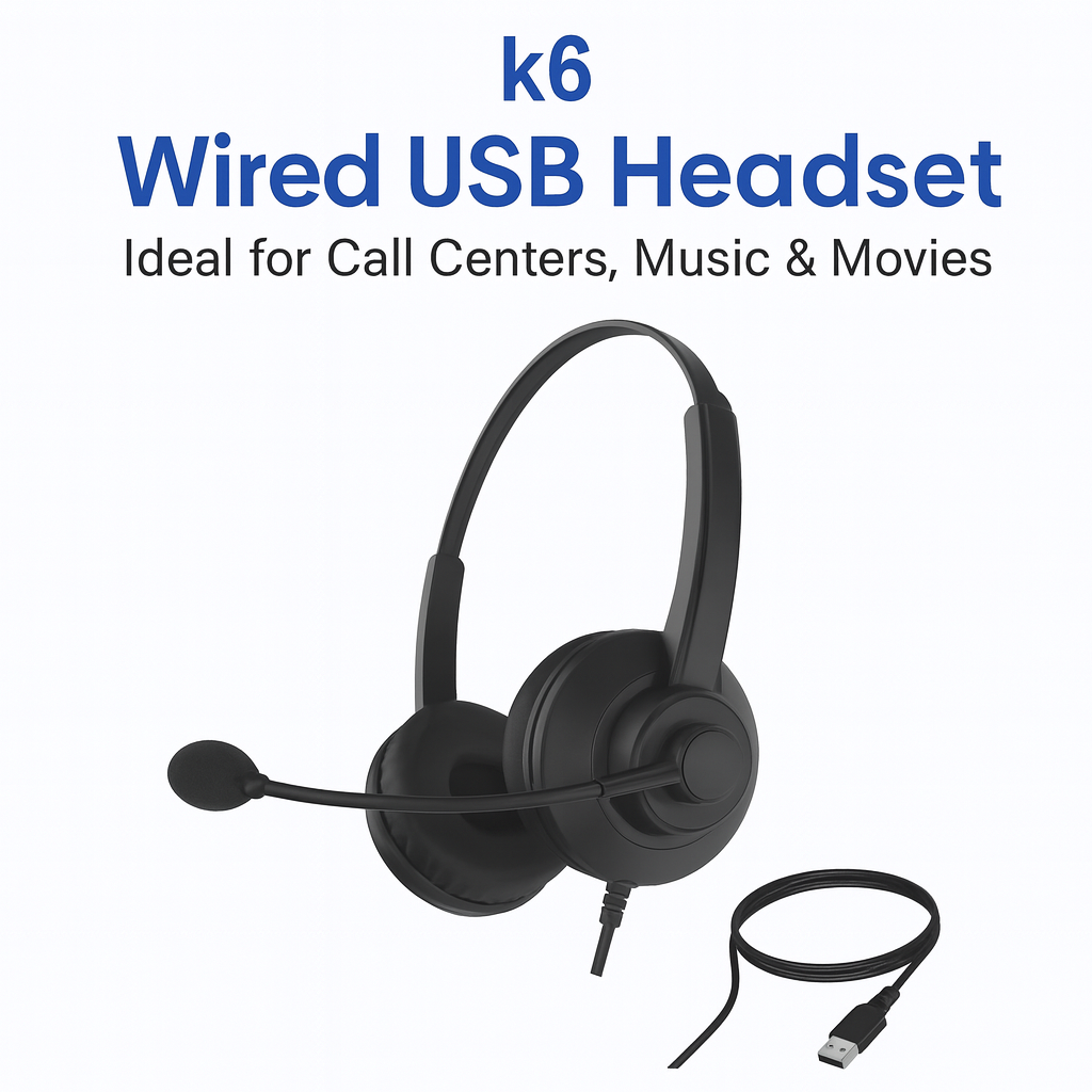 TUCCI Q5 Wired USB Headset – Ideal for Call Centers, Music & Movies