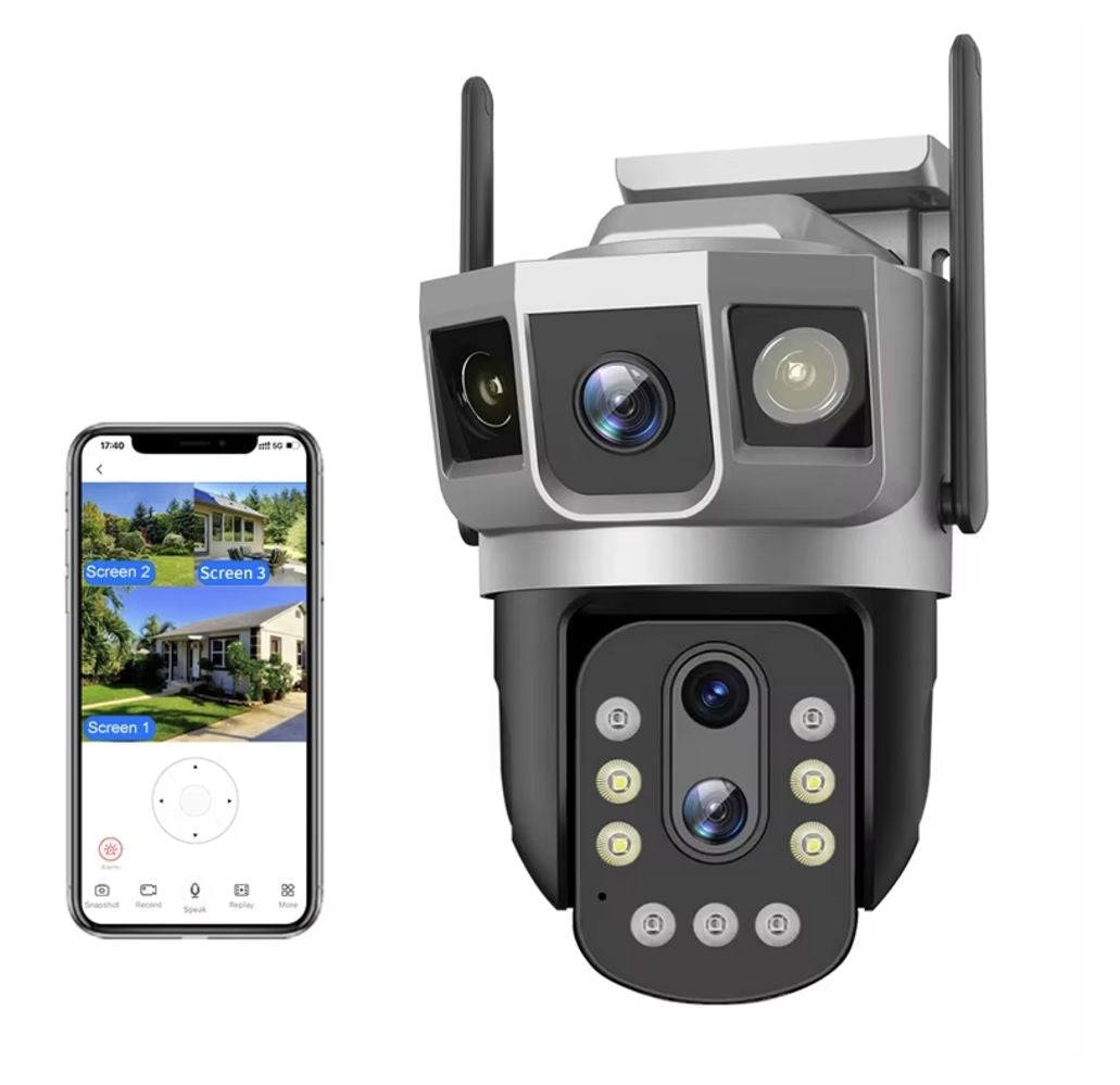 SPZ-702 2 Camera Lens Wifi Outdoor 4mp Color Night Vision With V380 Pro App