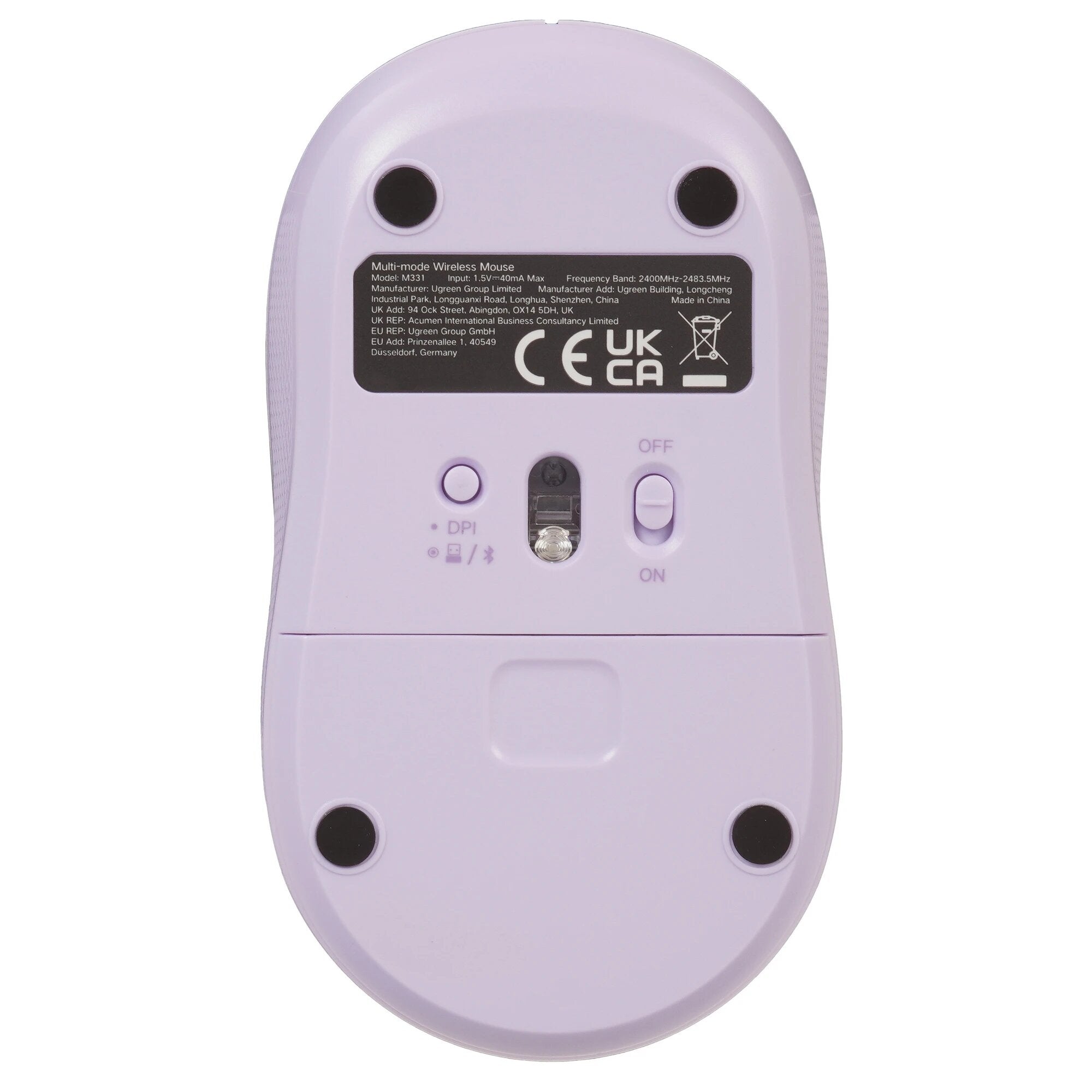 UGREEN M331 Wireless mouse Dual-Mode 2.4G and Bluetooth 3 KEYS AA BATTERY 55146