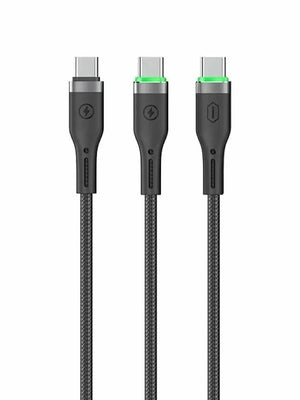 WIWU Wi-C071 100W C-C+C OringLink Series Nylon Braided Cable 1.2M Black