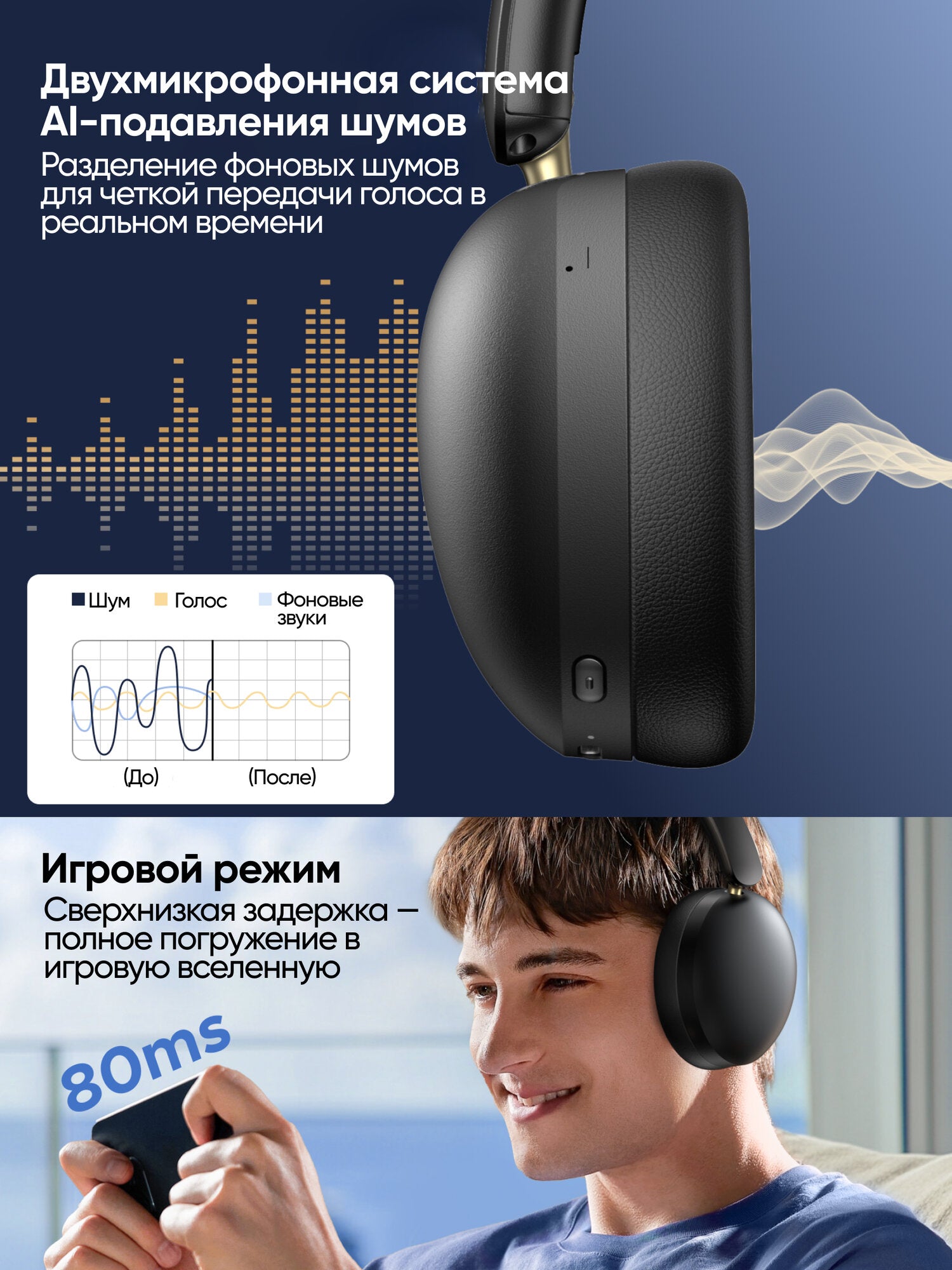 UGREEN HiTune Max2 HP205 Wireless Over Ear Headset 45018