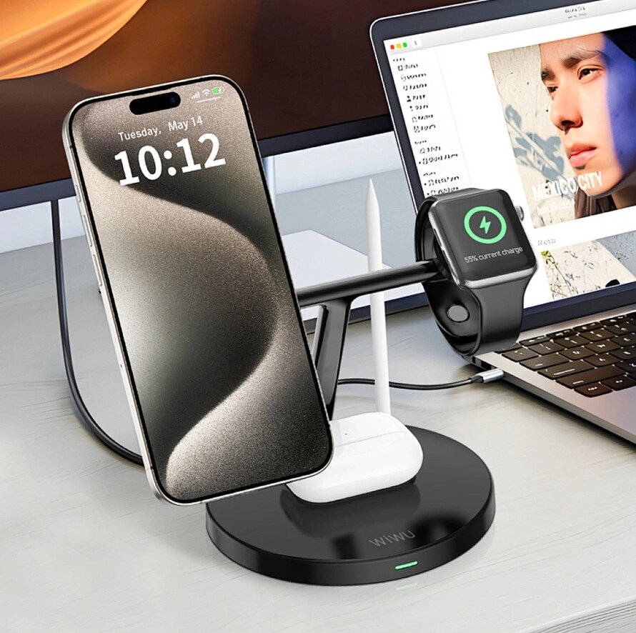WIWU WI‐W032 Magnetic 4in1  Cableless Charger intelligent  temperature control chip