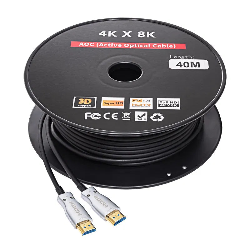 40m Fiber Hdmi Cable 2.0/2.1 Aoc(active Optical Cable)30awg Copper Support 4k 8k Uhd