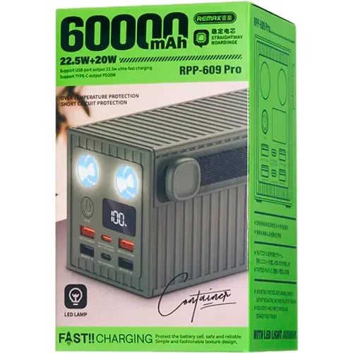 REMAX RPP-609 Pro 60000mAh Container 22.5W+20W outdoor LED light fast charging power bank