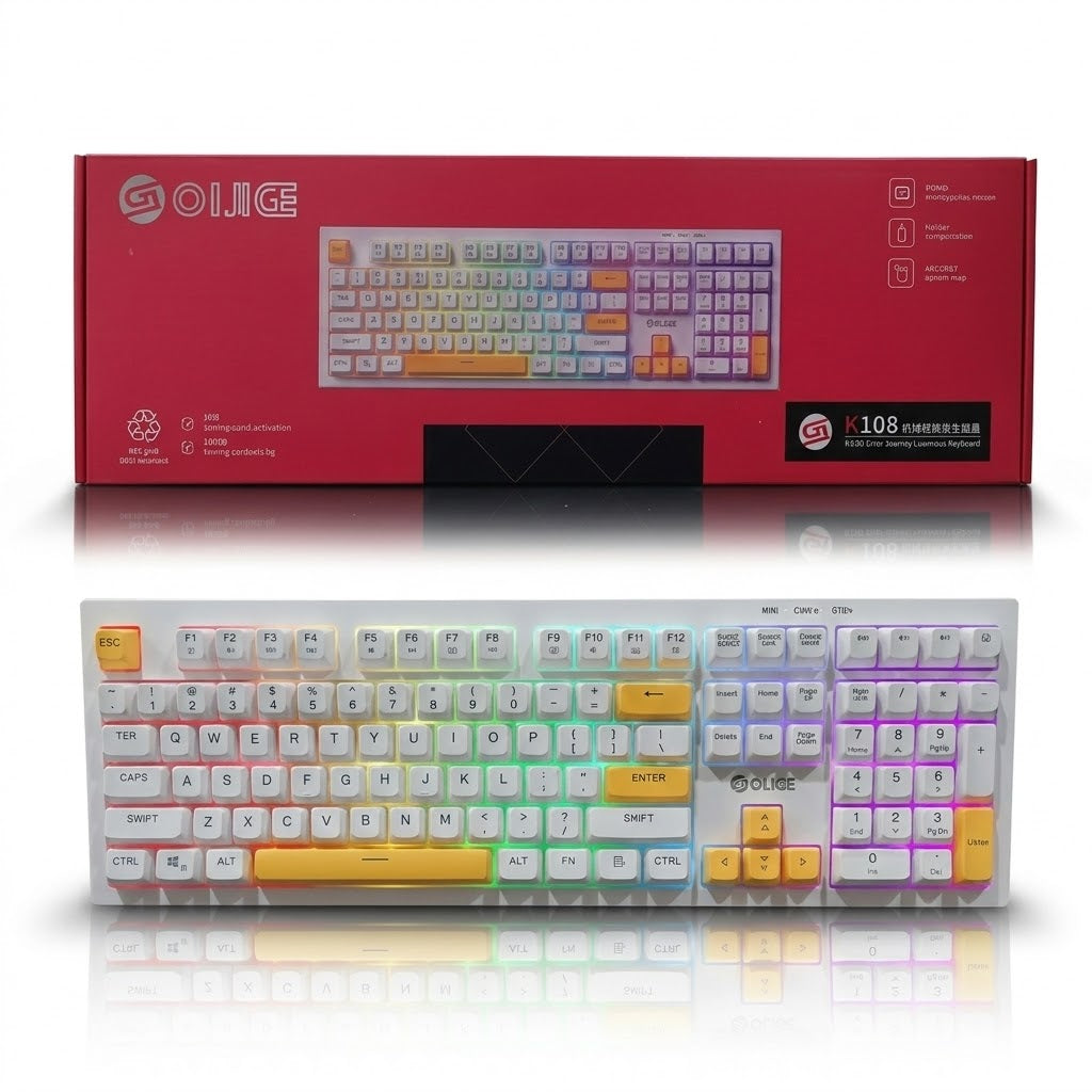 OIJIGE K108 Wired RGB Gaming keyboard White