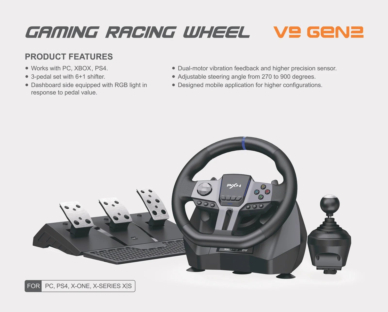 PXN V9 GEN 2 Gaming Racing Steering Wheel