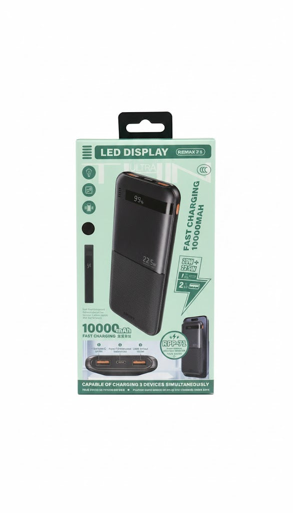 REMAX RPP-71 10000mAh BLK Piloteer Series 20W+22.5W Fast Charging Power Bank