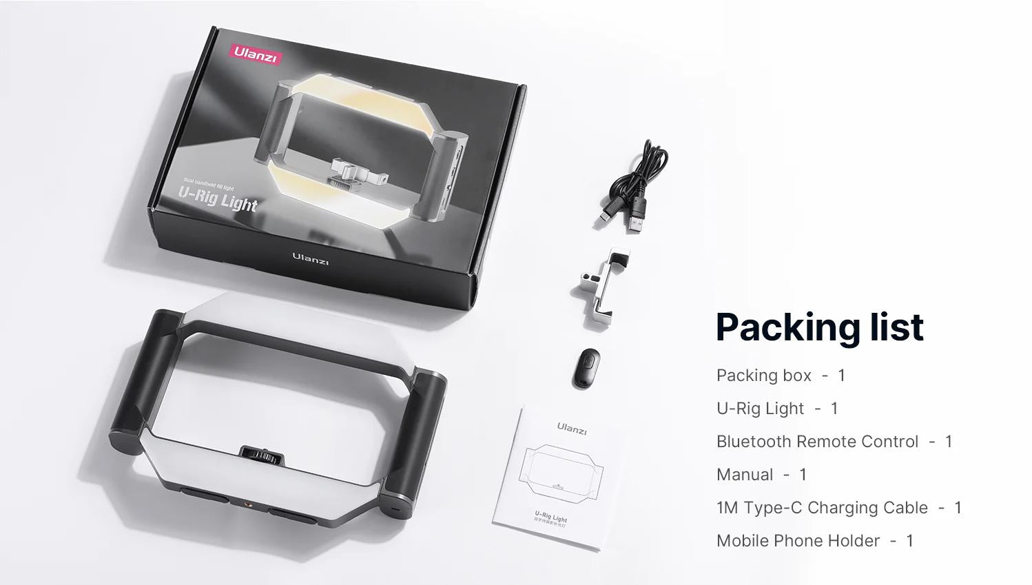 NEEPHO NP-L5 U-Rig Mobile Holder with Light, Dimmable 2500K-9000K, Video Stabilizer with Remote
