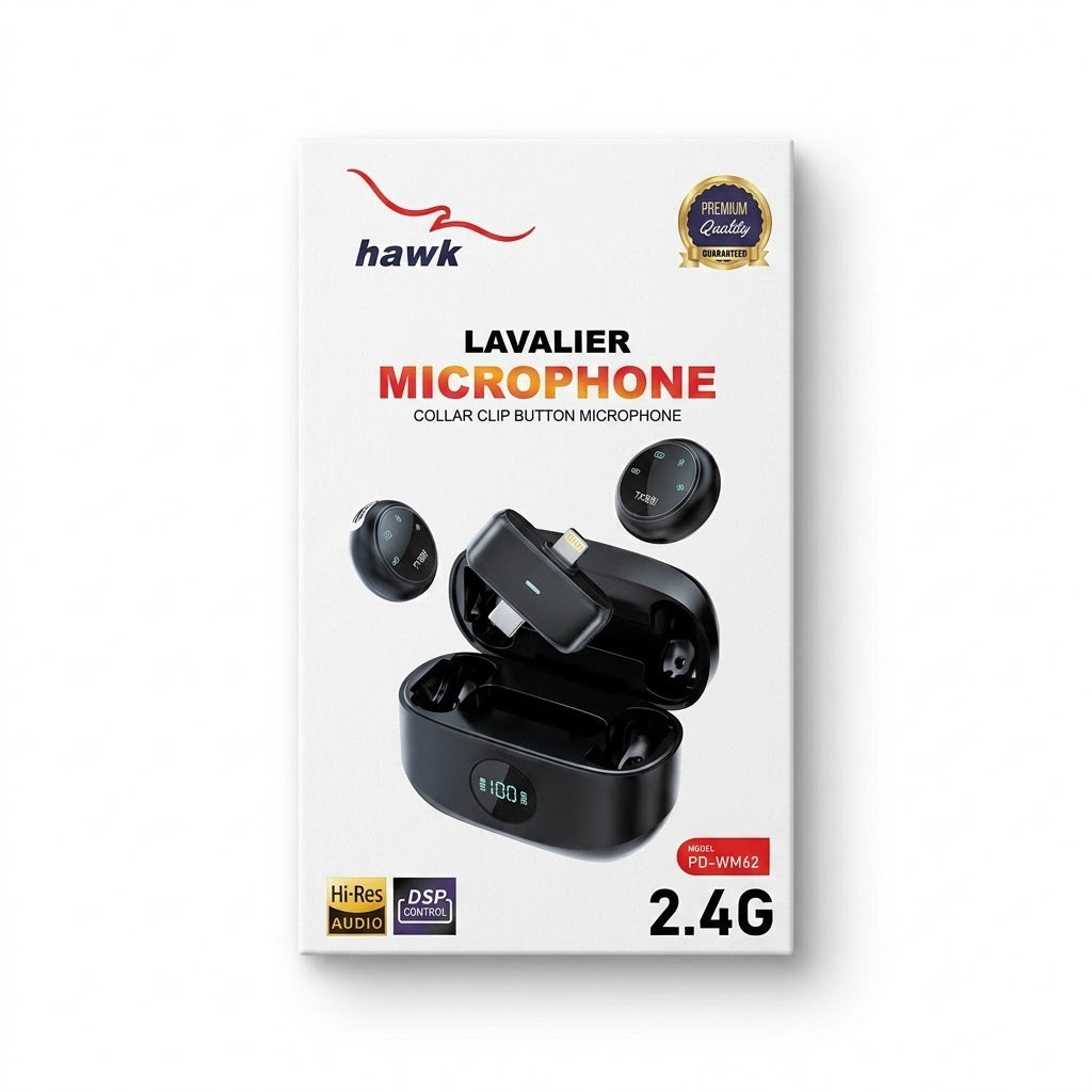 HAWK PD-WM62 Pro 2-in-1 Wireless Microphone Type-C & Lightning ENC Noise Cancellation Grey