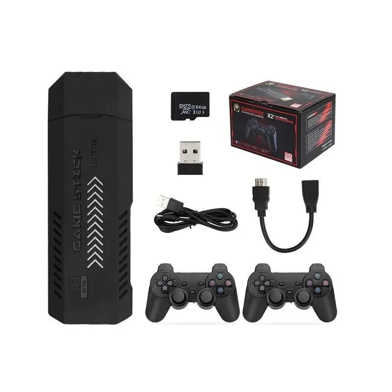 X2 Plus Retro 3d 32000+ Video Games 4k Hd Output Game Stick With 2 Wireless Controllers